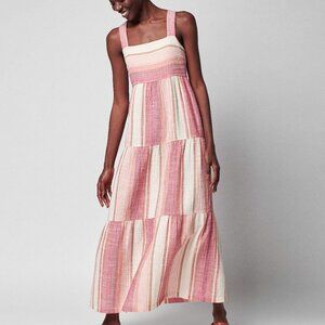 Faherty Sarah Tiered Striped printed dress, Size Small